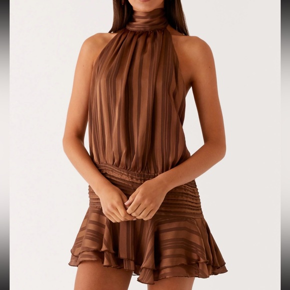 Peppermayo Dresses & Skirts - New Peppermayo brown chiffon mini dress